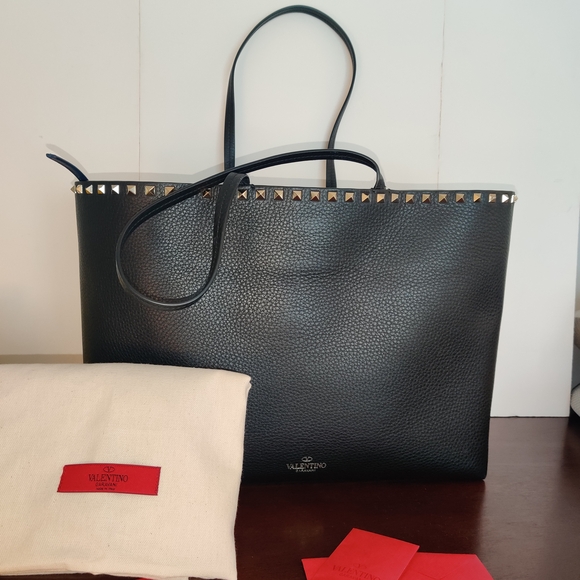 Valentino Black Tote Bag with Gold Accents - Picture 10 of 11